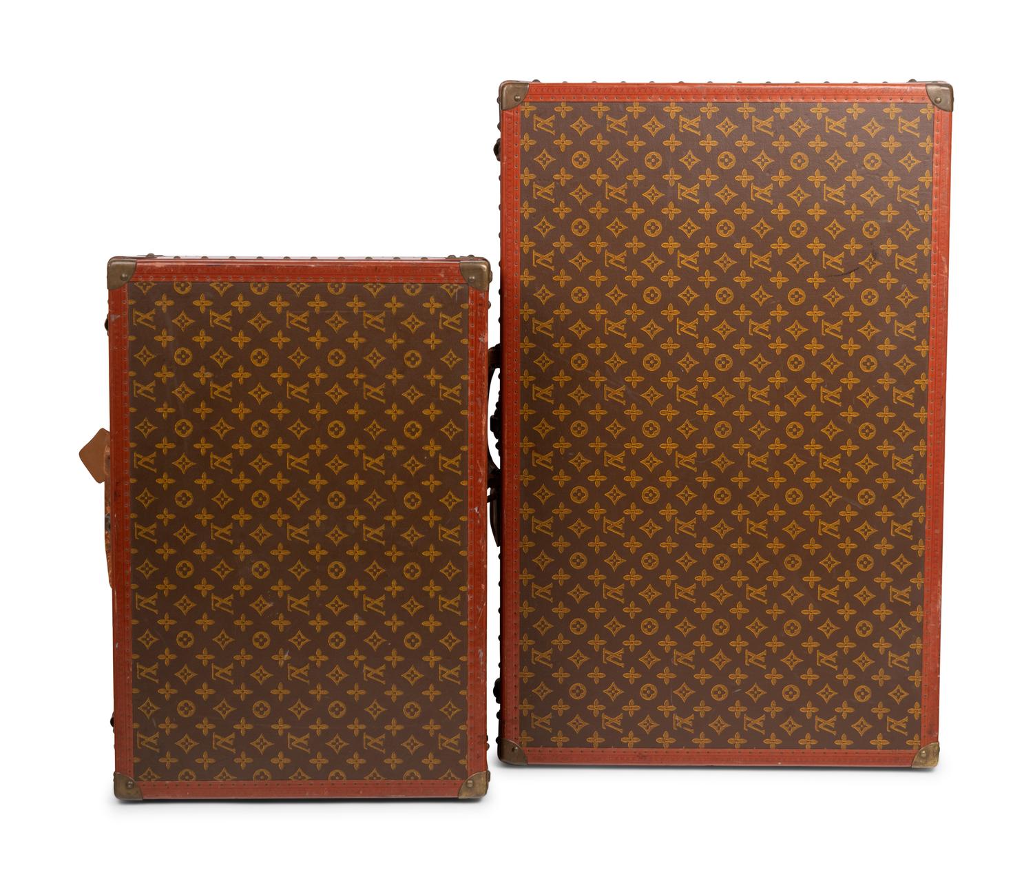 Two Louis Vuitton Alzer Suitcases, Mid 20th Century
