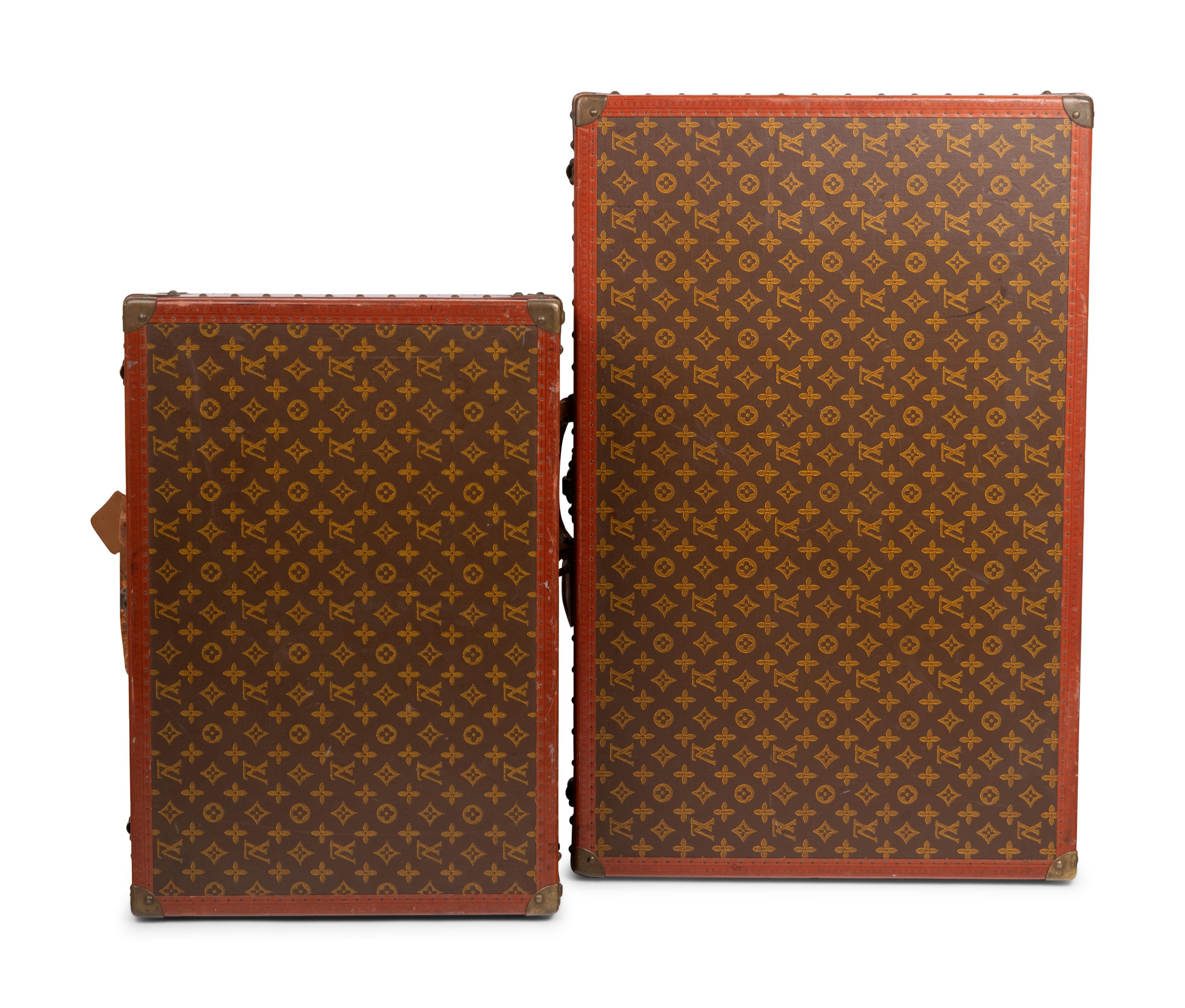 Two Louis Vuitton Alzer Suitcases, Mid 20th Century