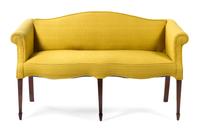 A Sheraton Style Mahogany Settee Width 58 inches. — FIRST HALF 20TH CENTURY
