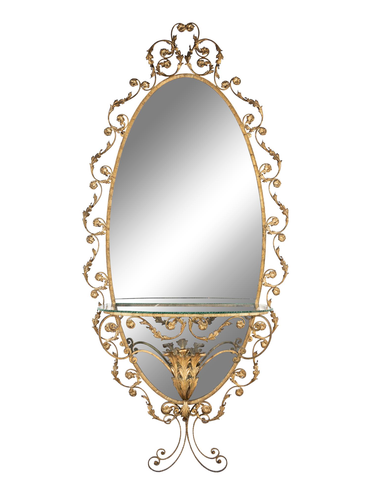 An Italian Gilt Iron Console Table and Mirror