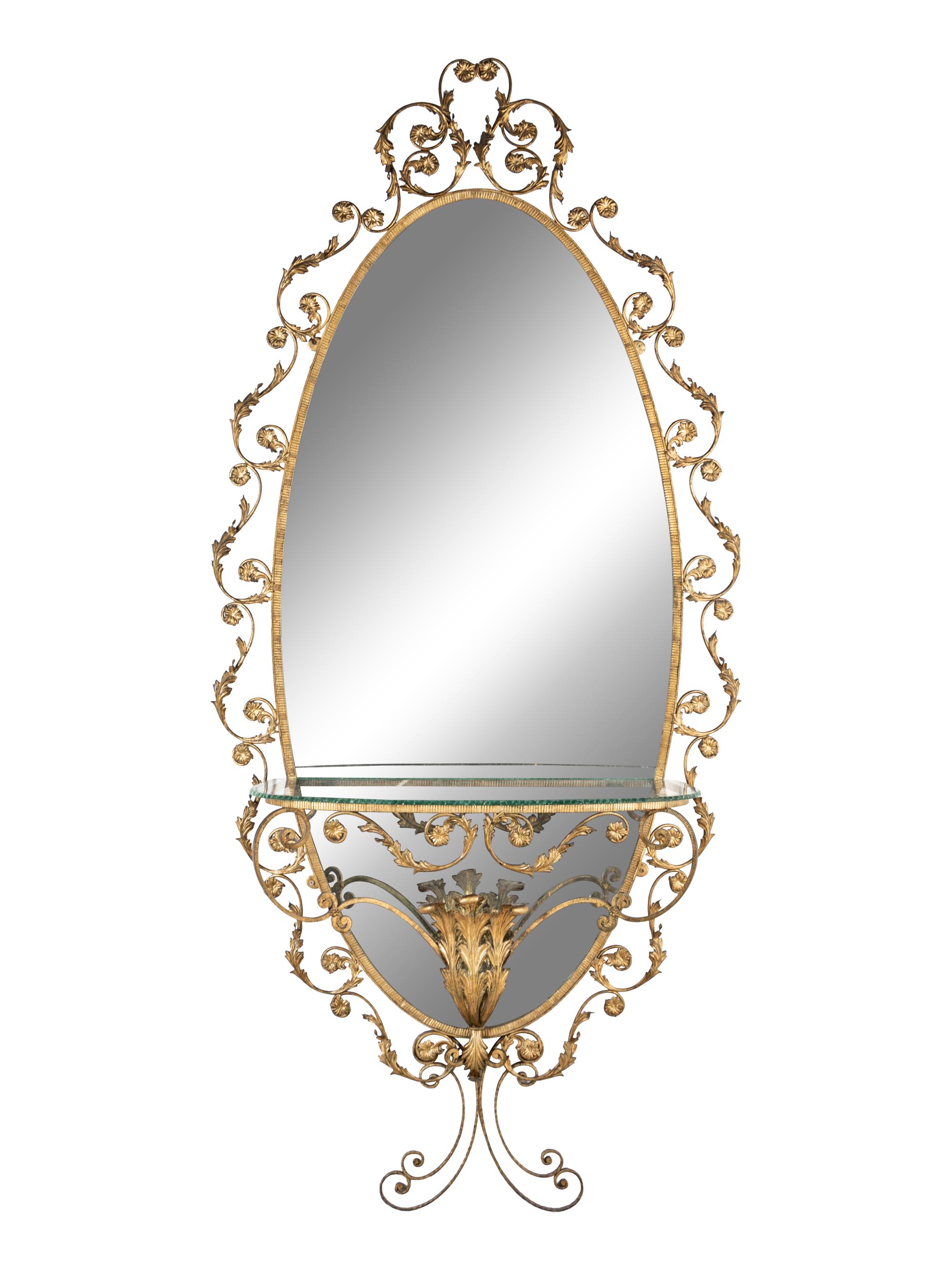 An Italian Gilt Iron Console Table and Mirror