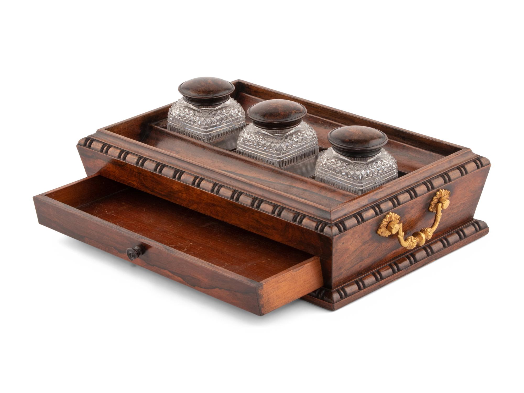 An English Rosewood Ink Stand