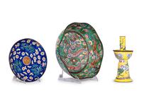 Three Chinese Canton Enamel on Copper Articles