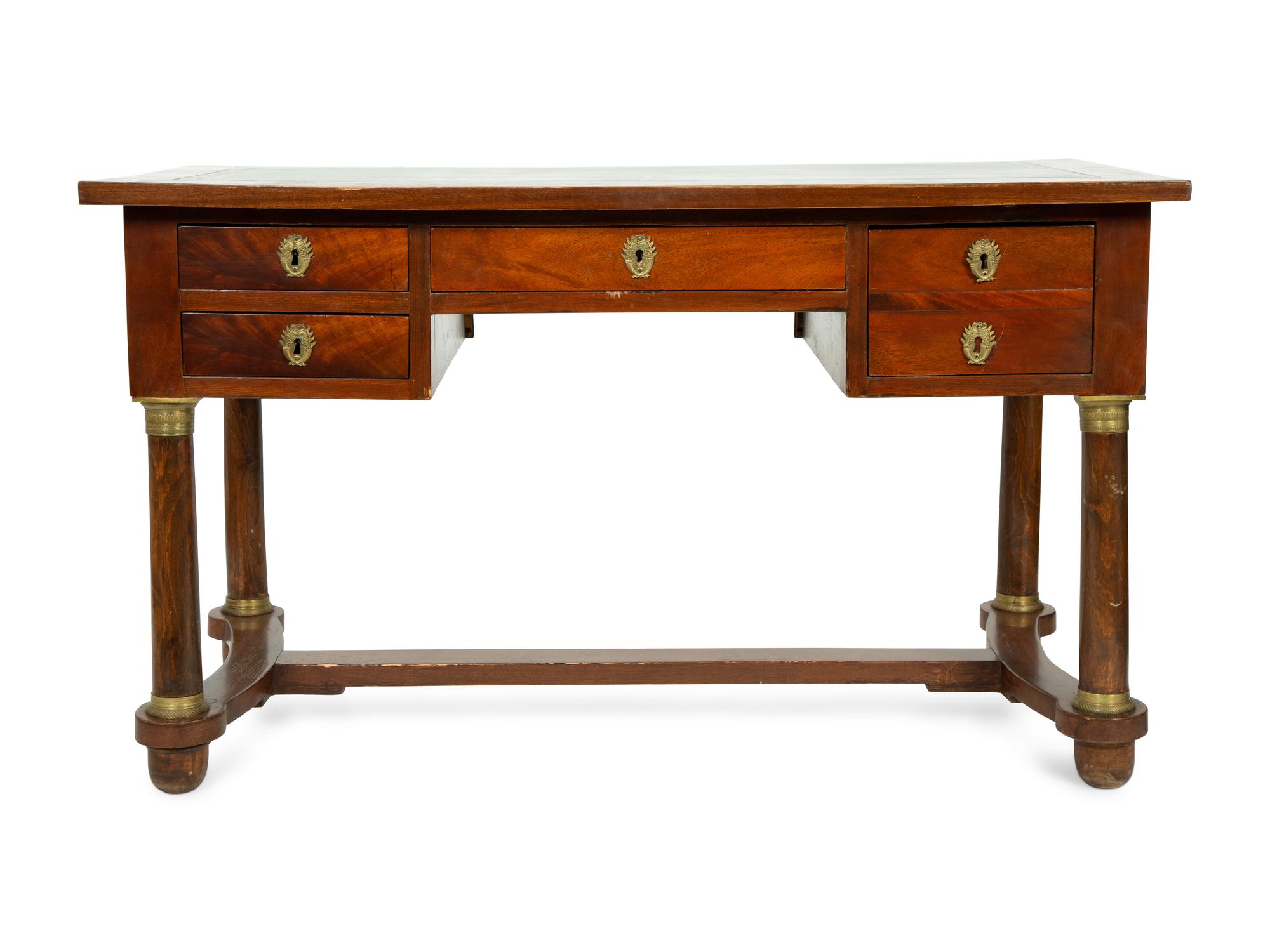 A Louis Philippe Gilt Bronze Mounted Walnut Desk — 19TH CENTURY