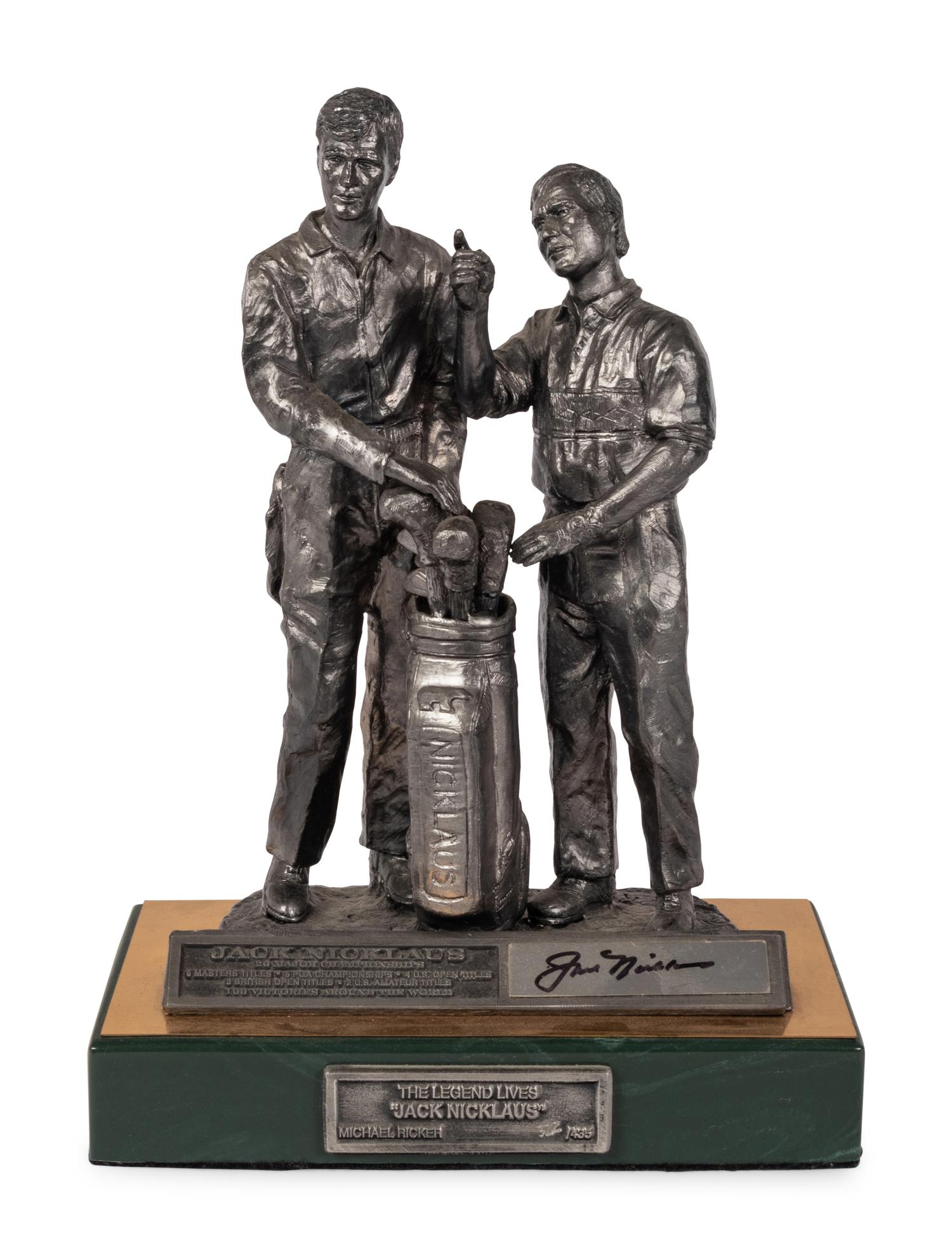 A Jack Nicklaus Signed Autograph Michael Ricker "The Legend Lives" Limited Edition Pewter Sculpture