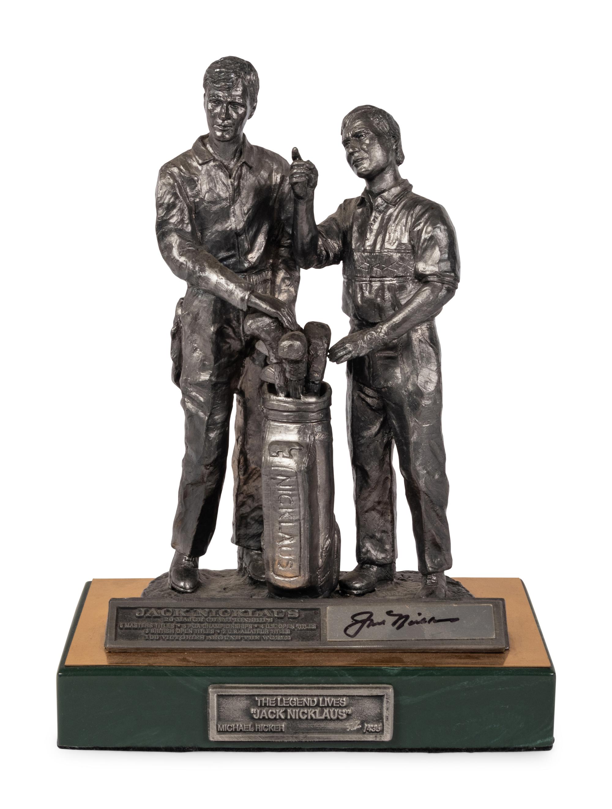 A Jack Nicklaus Signed Autograph Michael Ricker "The Legend Lives" Limited Edition Pewter Sculpture