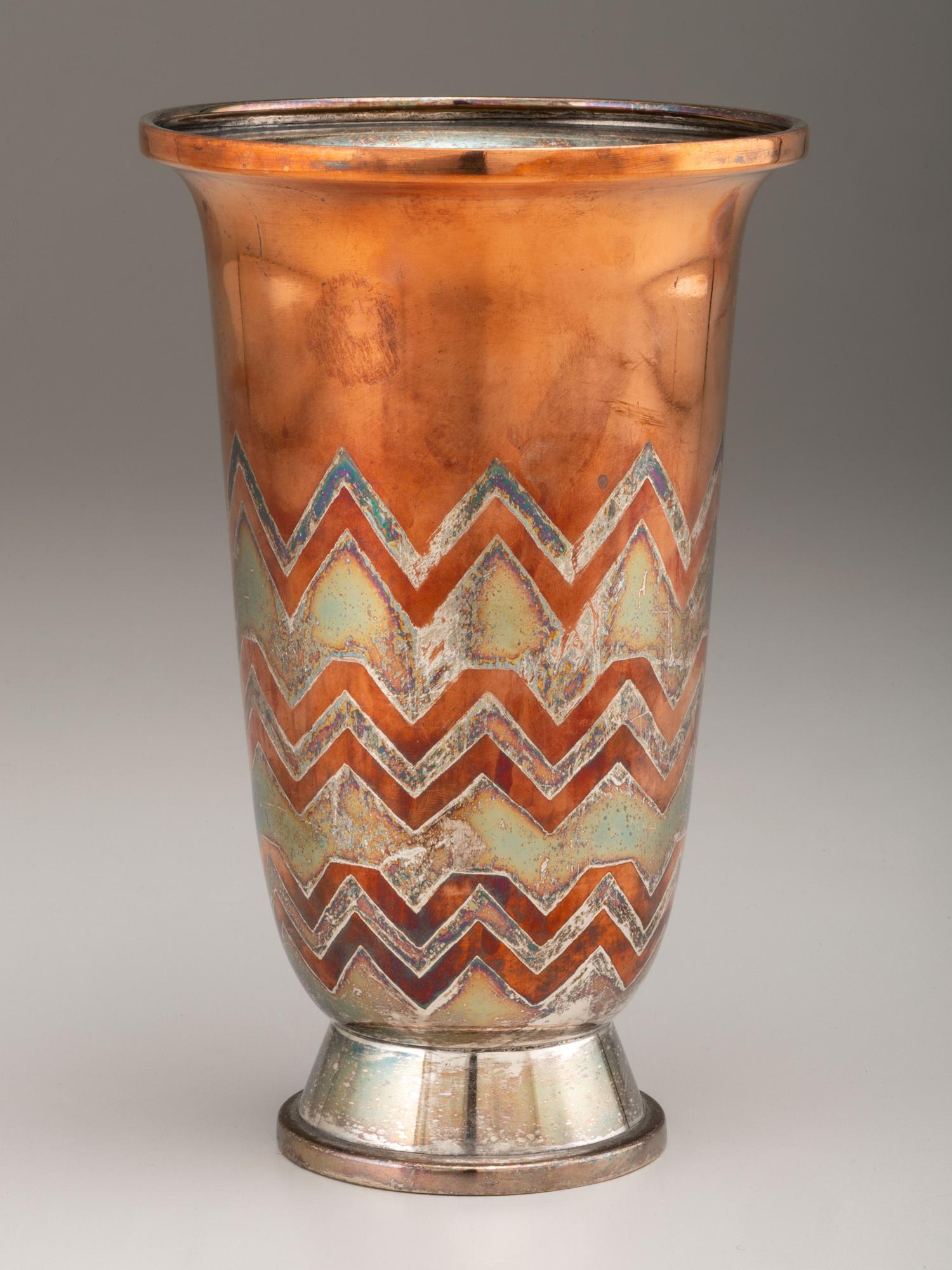 Mixed Metal Art Deco Vase