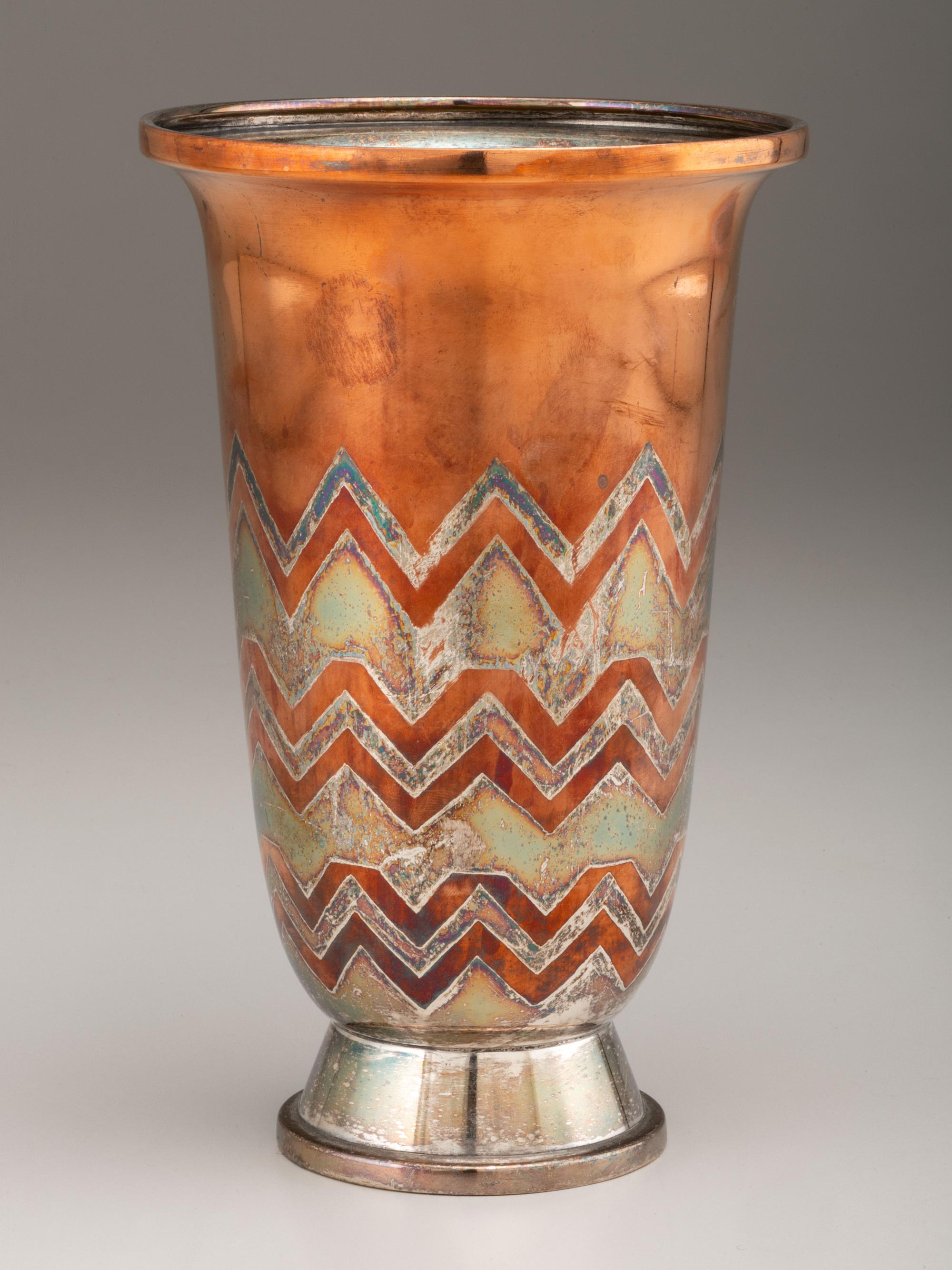 Mixed Metal Art Deco Vase