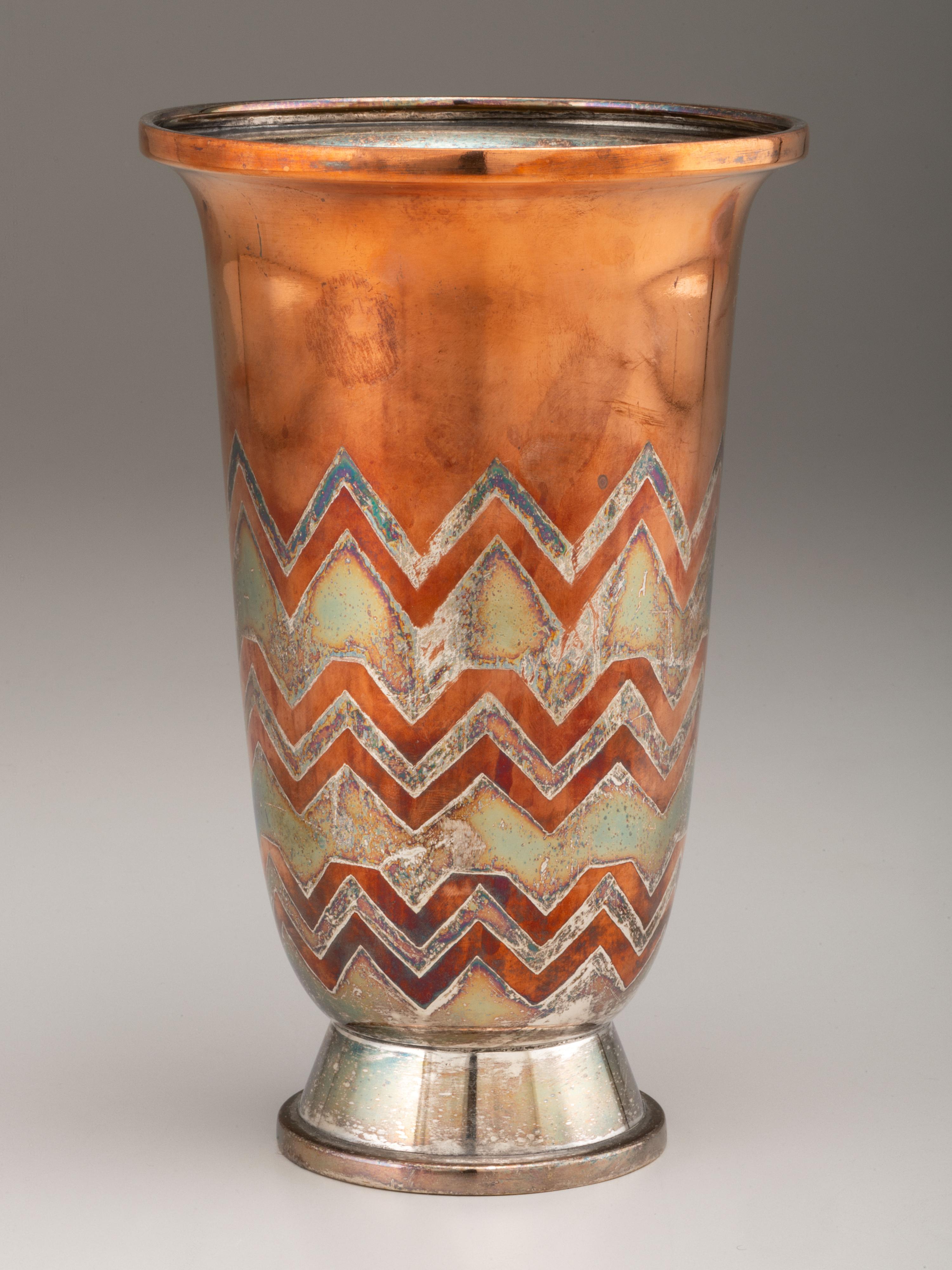 Mixed Metal Art Deco Vase