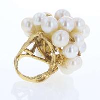A 14K Yellow Gold Brutalist Pearl Ring