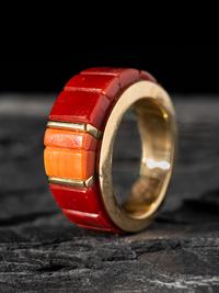 18K Gold and Coral Ring