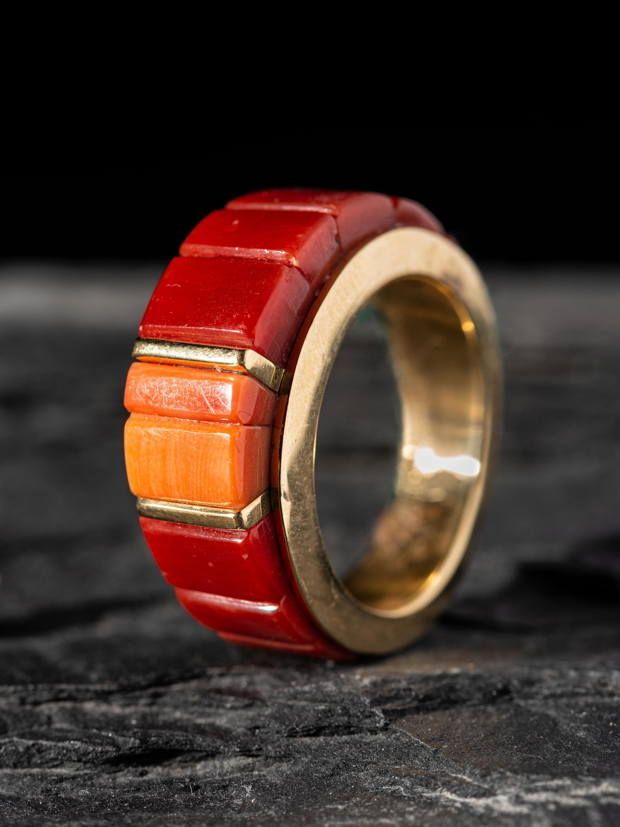 18K Gold and Coral Ring