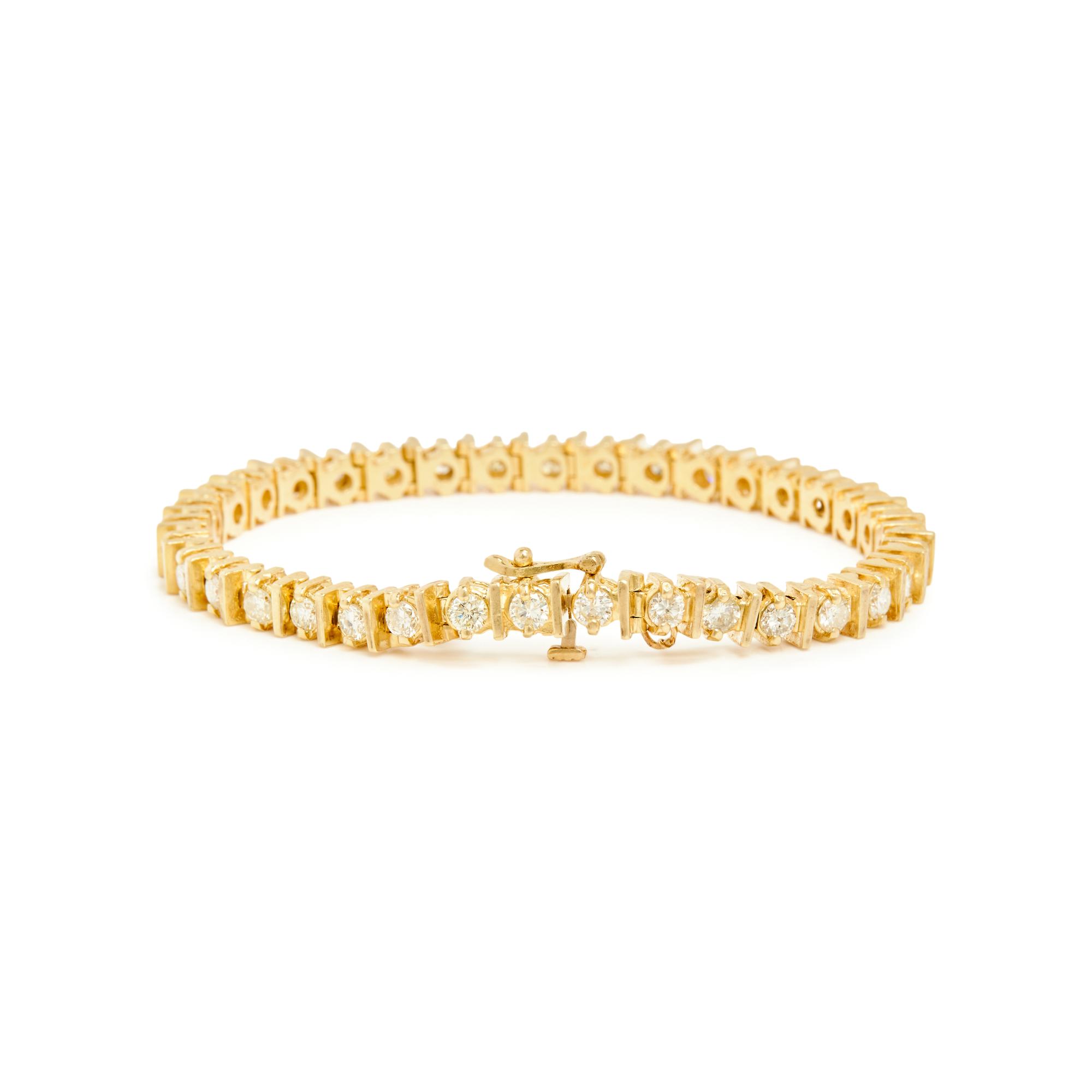 YELLOW GOLD AND DIAMOND LINE BRACELET