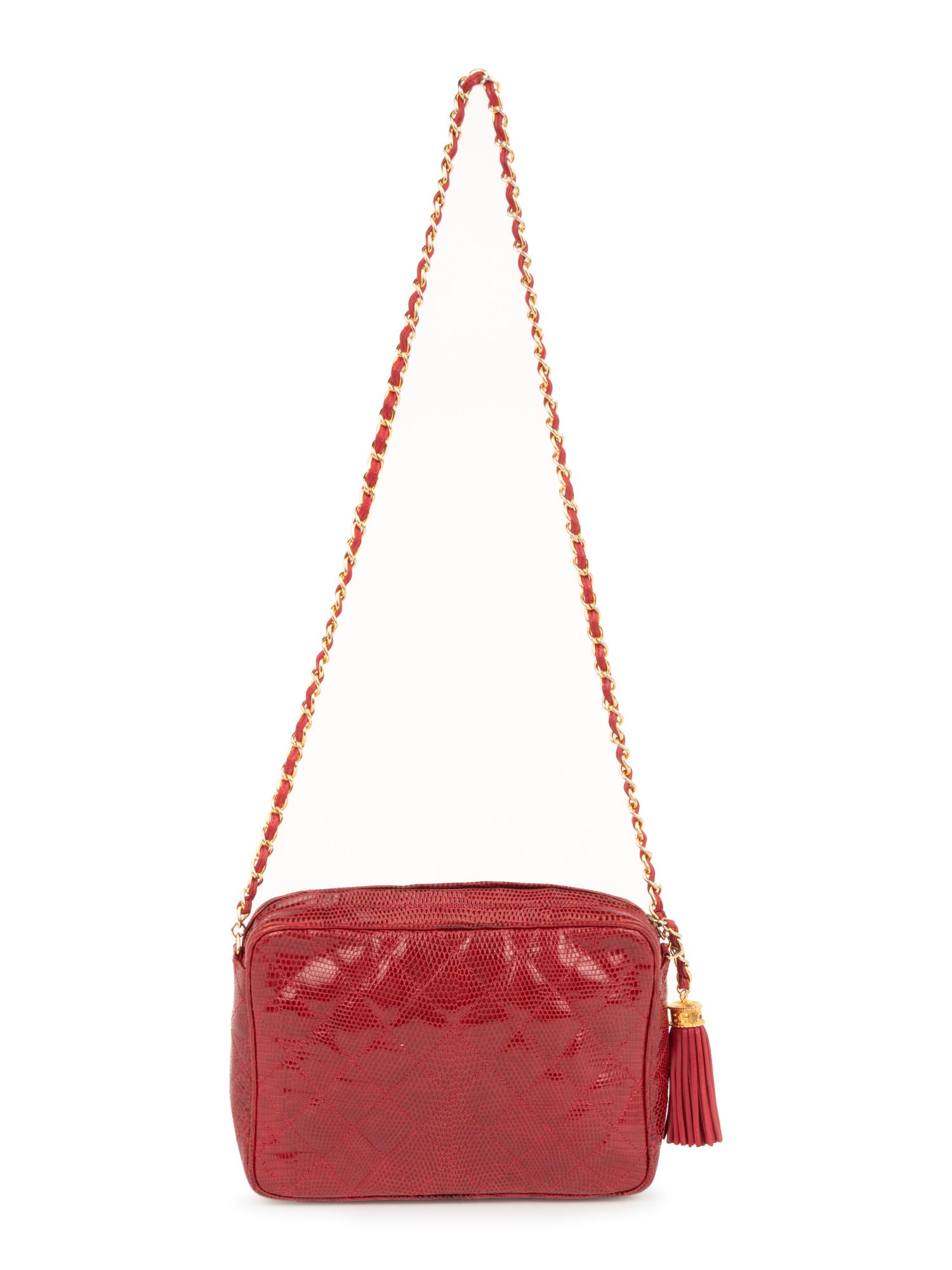Chanel Red Lizard Shoulder Bag, c.1997