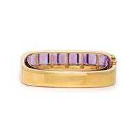 HONORA, YELLOW GOLD AND AMETHYST BANGLE BRACELET