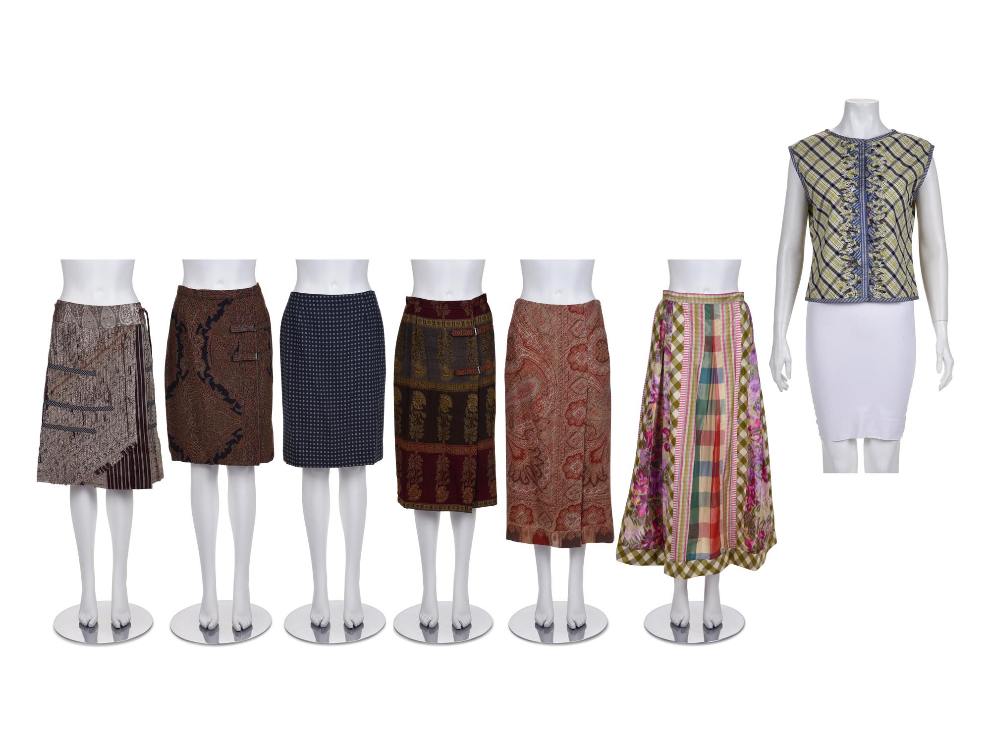 Seven Designer Items: One Koos Top, Five Koos Skirts, and One Etro Skirt