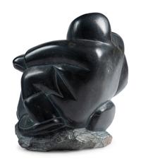 Soapstone Sculpture of Hunter and Walrus
