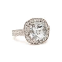WHITE GOLD, GOSHENITE BERYL, AND DIAMOND RING AND CLIP EARRINGS