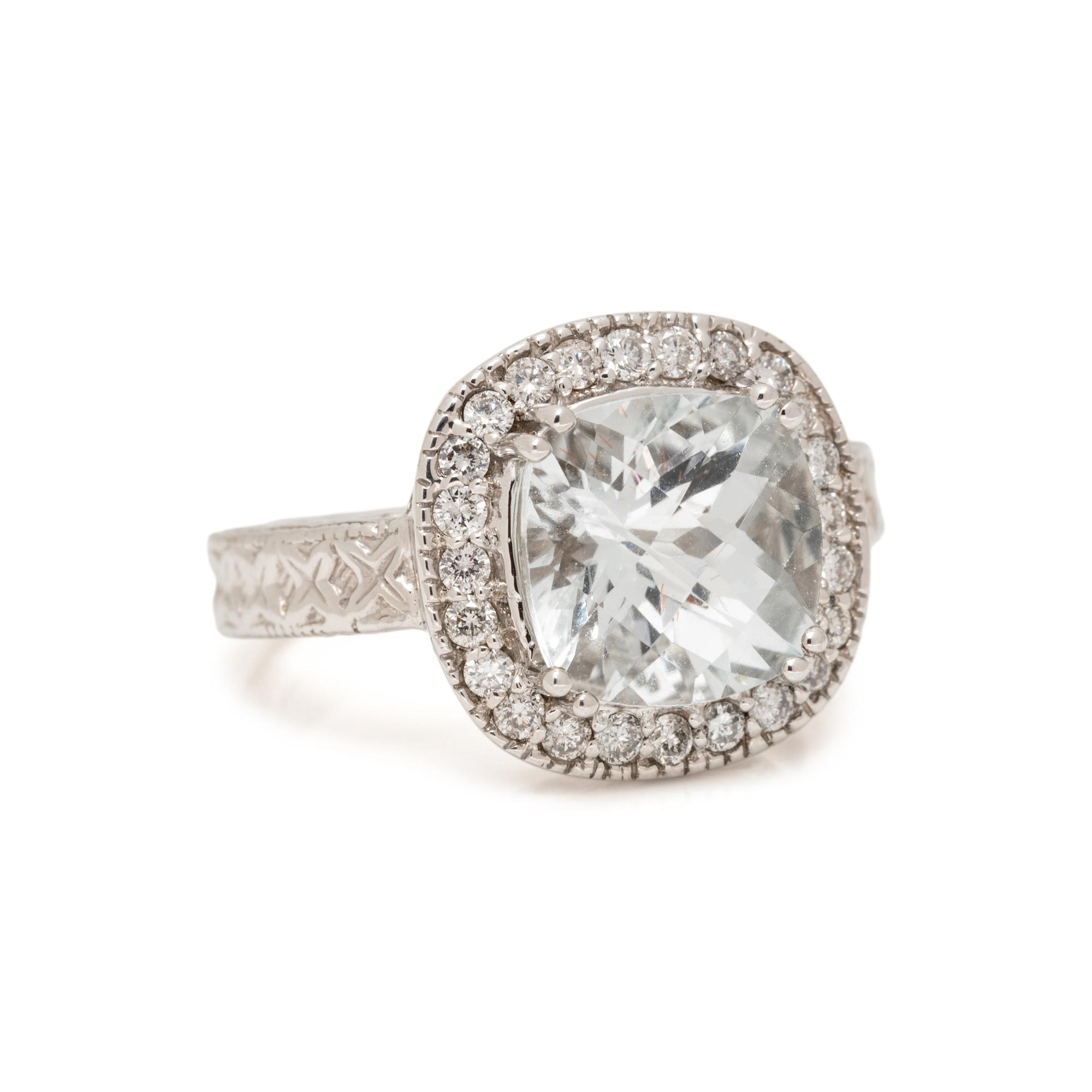 WHITE GOLD, GOSHENITE BERYL, AND DIAMOND RING AND CLIP EARRINGS