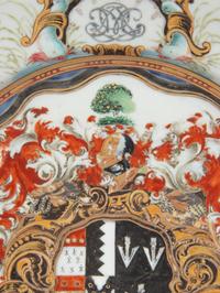 A Chinese Export Parcel-Gilt Armorial Porcelain Plate