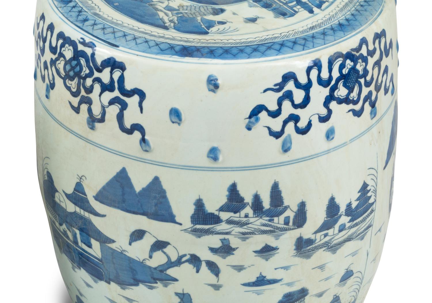 A Pair of Chinese Blue and White Porcelain Garden Seats