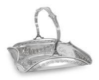 An English Silver Cake Basket and an American Silver Sandwich Plate