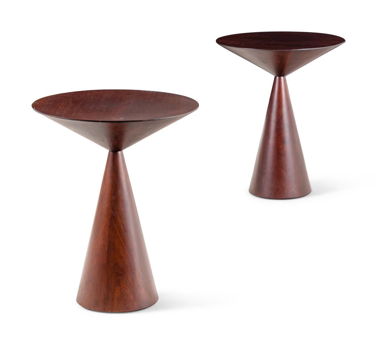 A Pair of Contemporary Walnut Side Tables