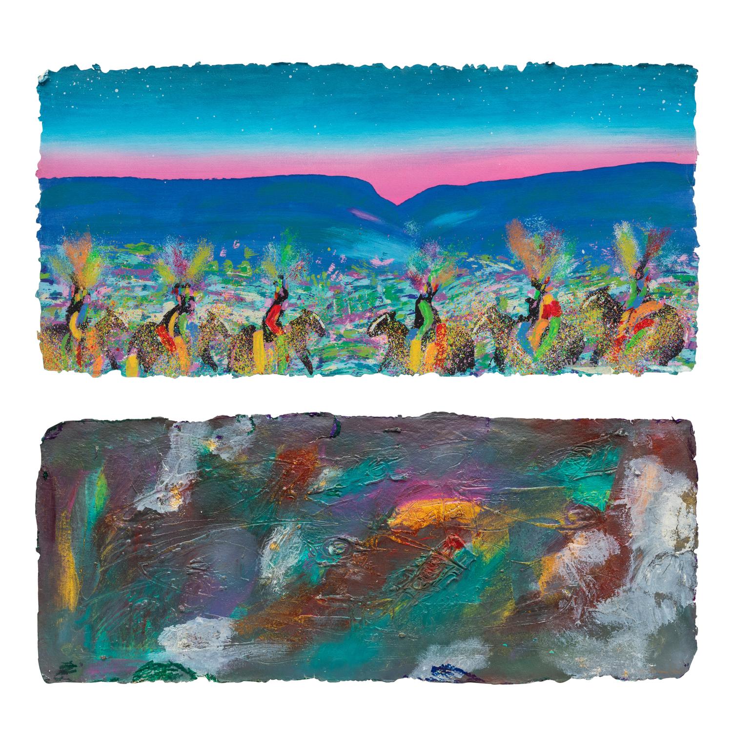Two Works: Pink Sunset and Eye of the Storm