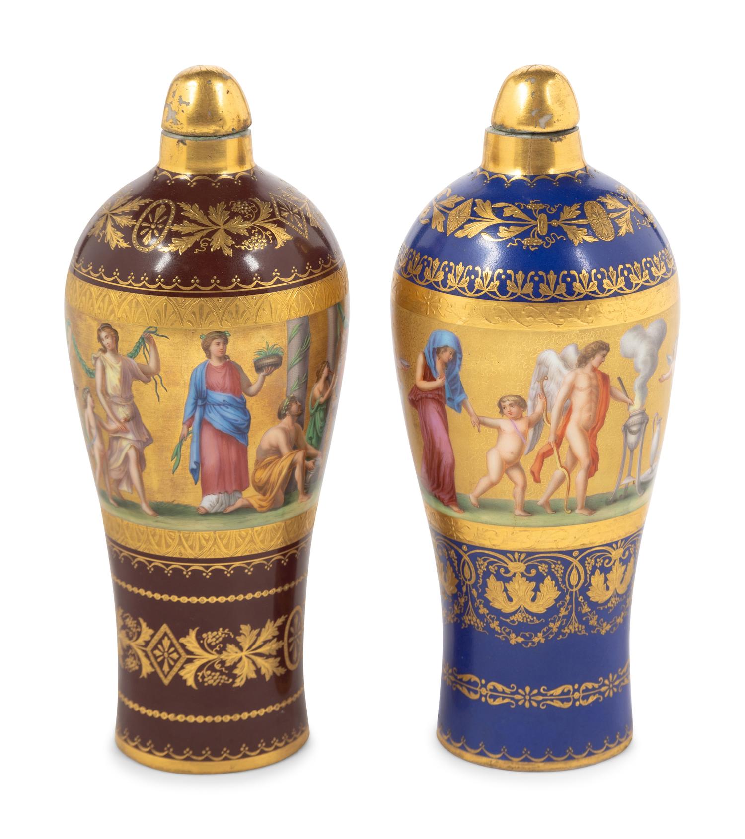 Two Vienna Porcelain Covered Vases