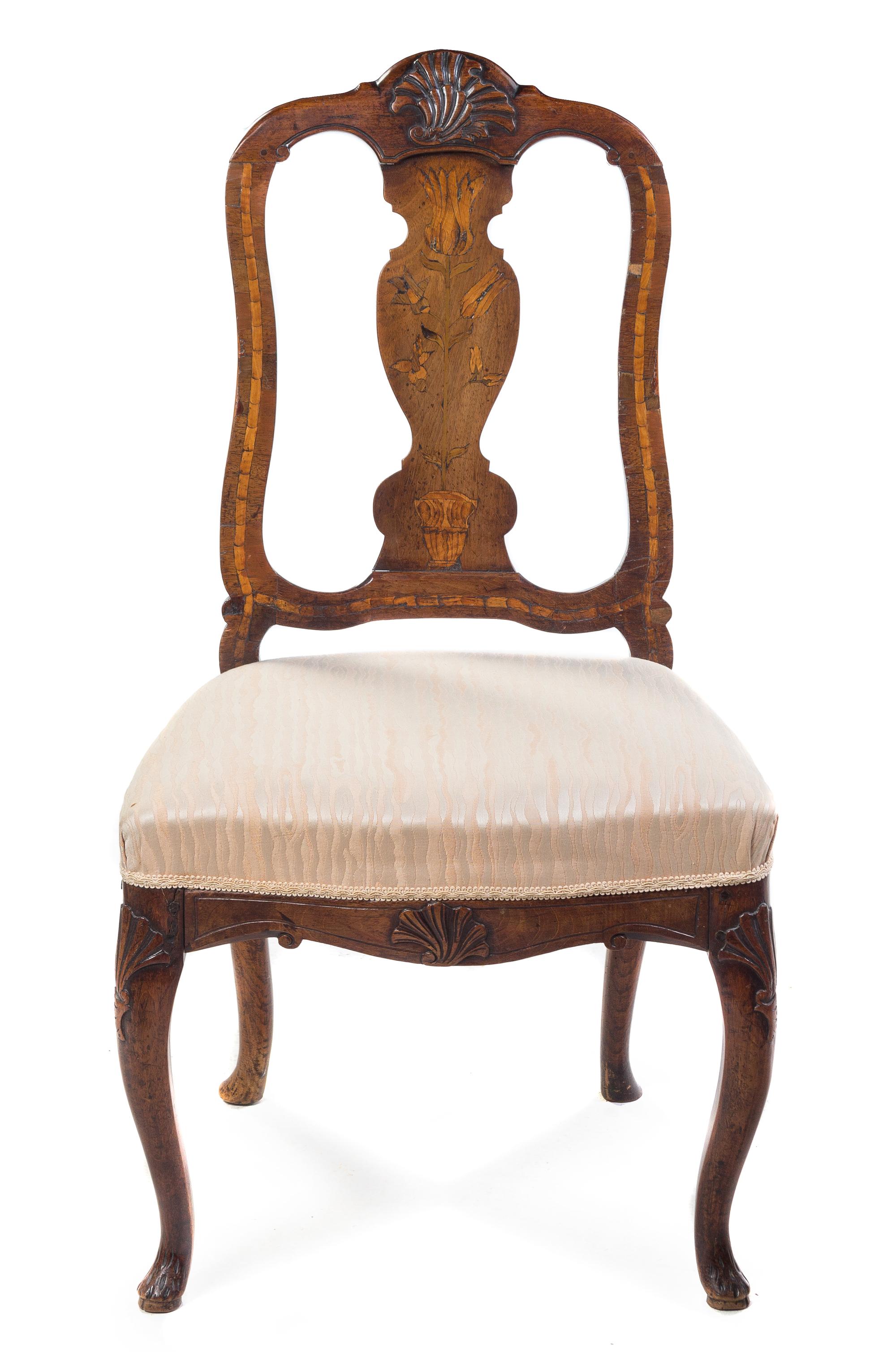 A George III Inlaid Walnut Side Chair Height 39 inches. — 18TH/19TH CENTURY