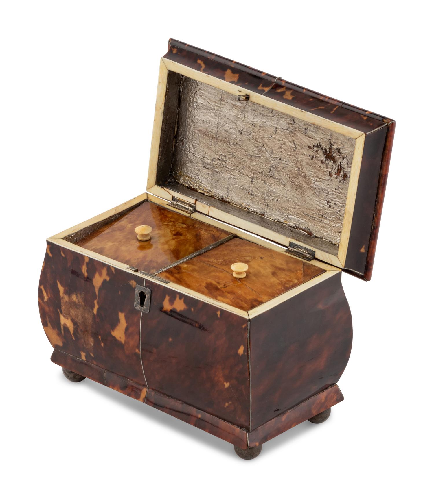 A Regency Tortoise Shell Tea Caddy