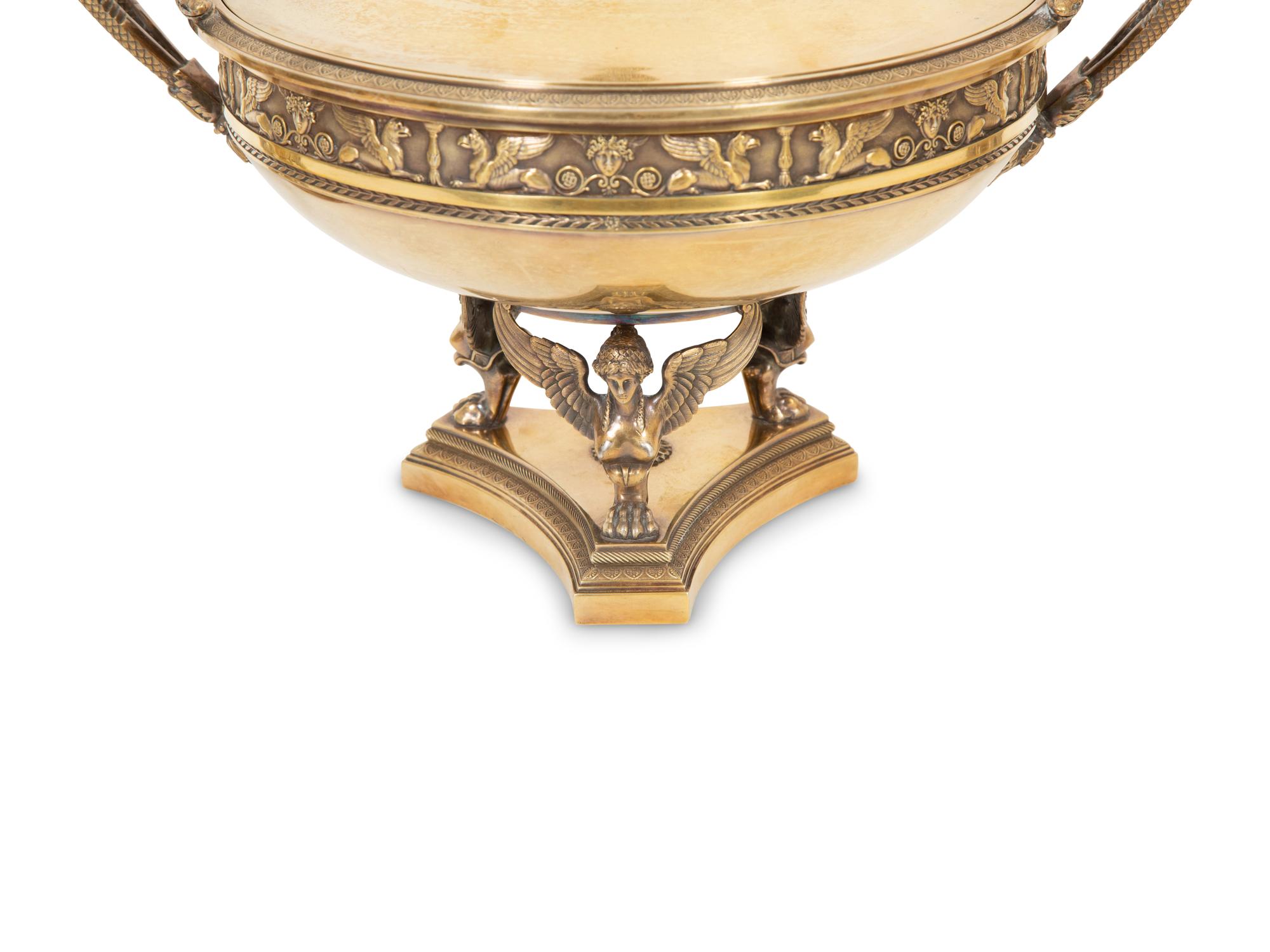 A French Parcel Gilt Silver Three-Piece Table Garniture