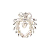CULTURED PEARL AND DIAMOND BROOCH