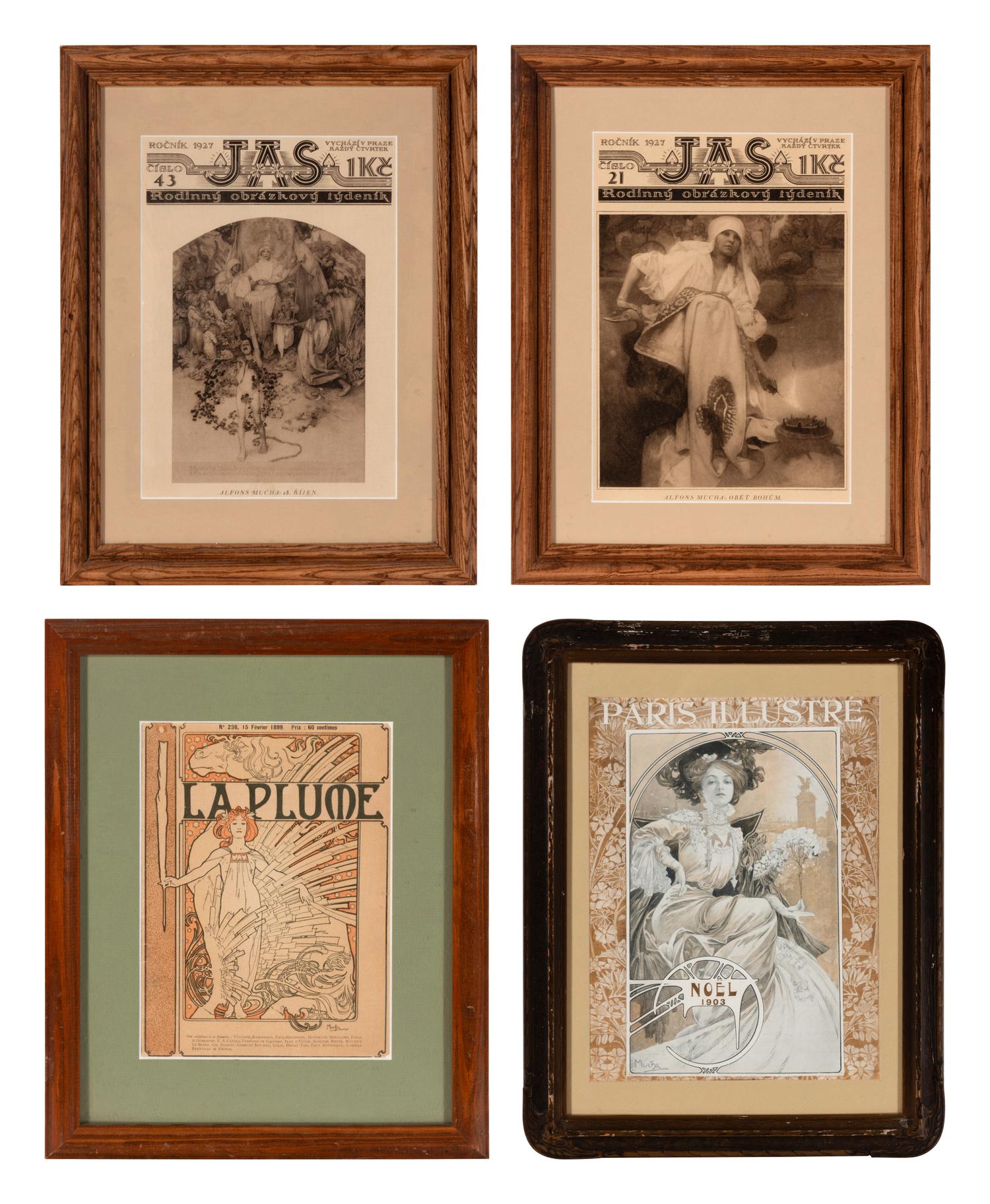 [Art] [Mucha, Alphonse] Group of 4 Designed Magazine Covers