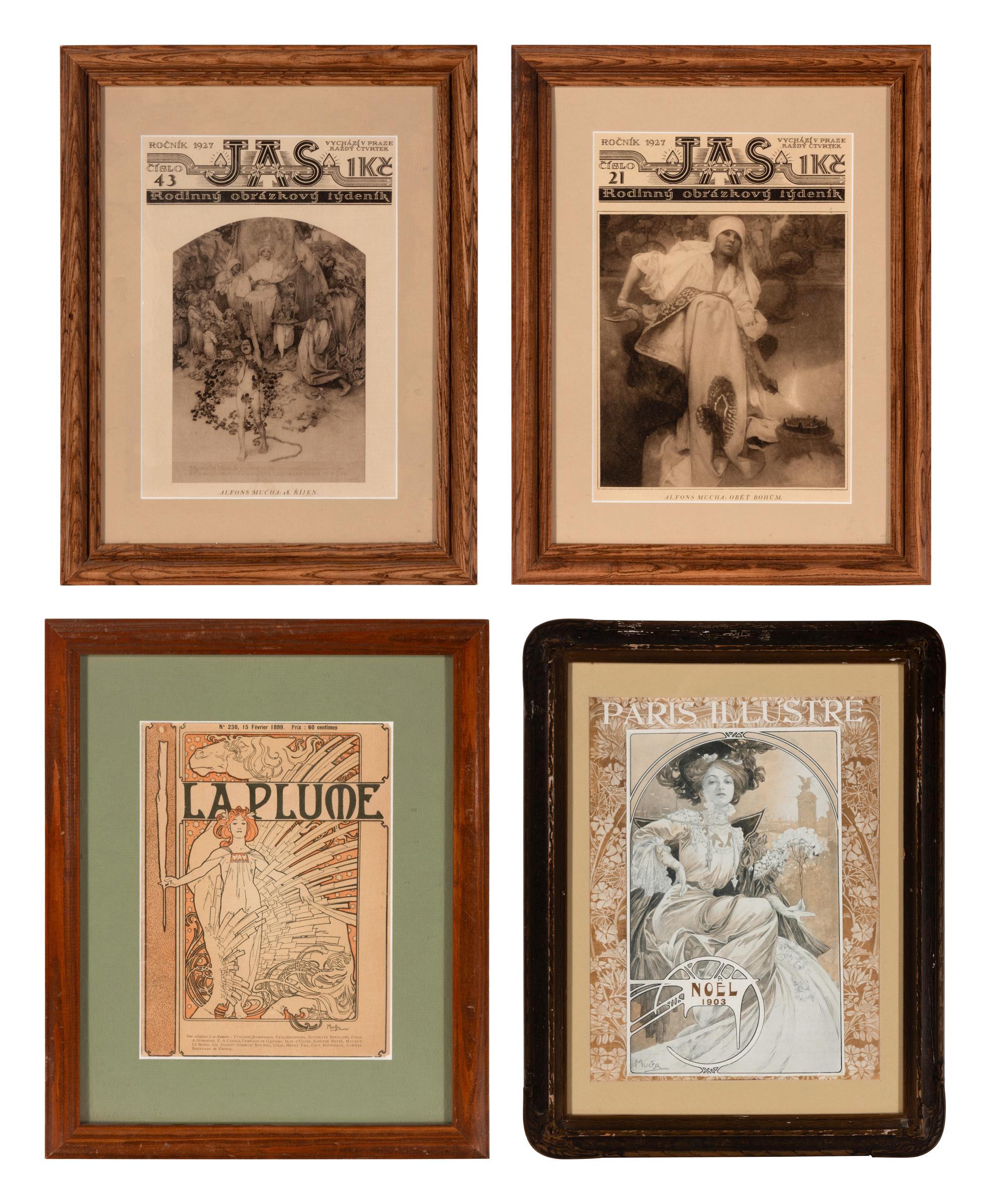 [Art] [Mucha, Alphonse] Group of 4 Designed Magazine Covers