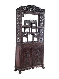 A Chinese Export Hardwood Displaying Cabinet