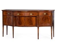 A Federal Inlaid and Figured Mahogany Serpentine Sideboard