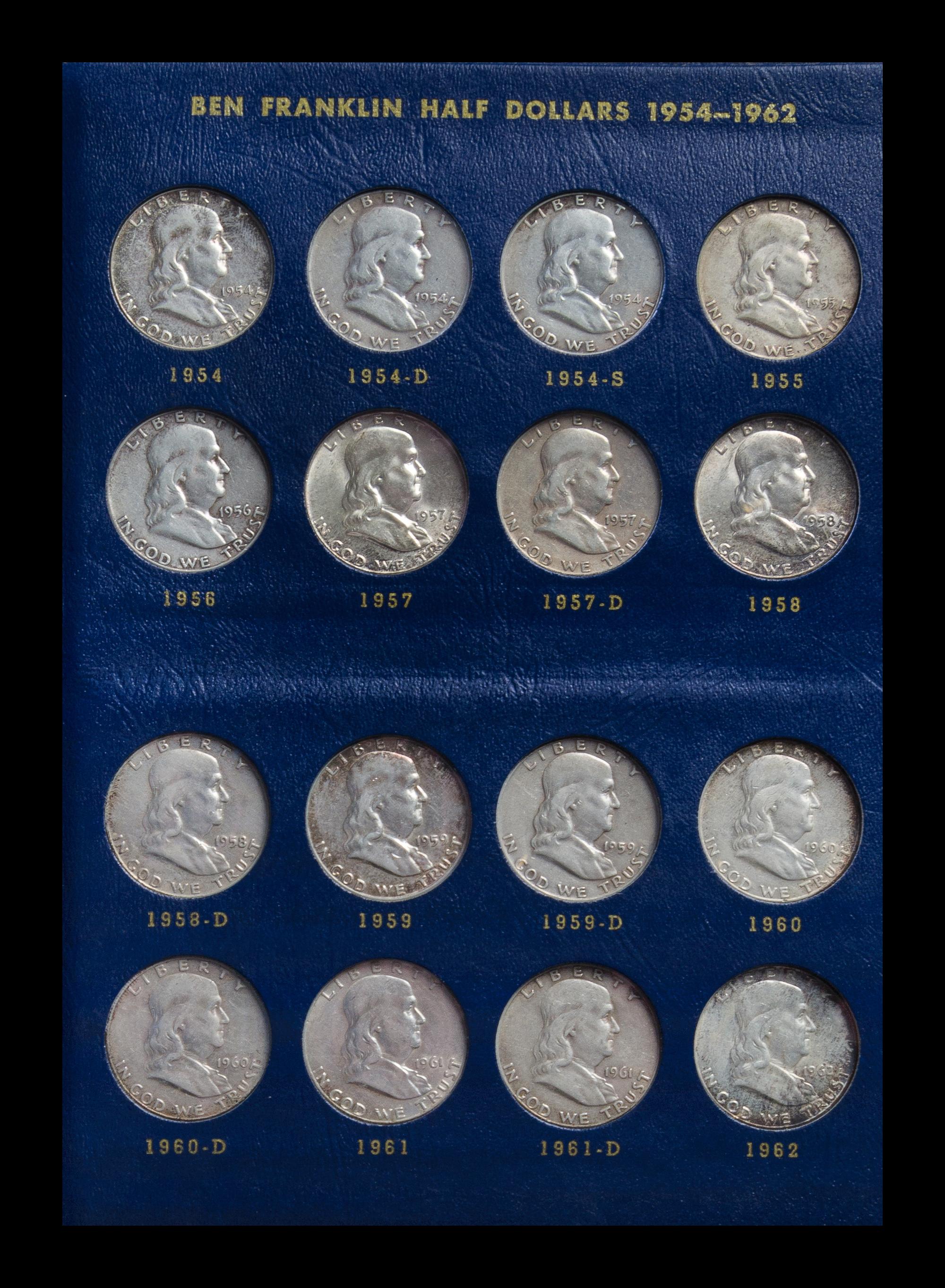 A Collection of 111 United States Benjamin Franklin Half-Dollars