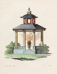 A Collection of Gilt Framed Hand Colored Engravings of Follies Framed size 12 3/8 x 15 3/8 inches. — 19TH CENTURY