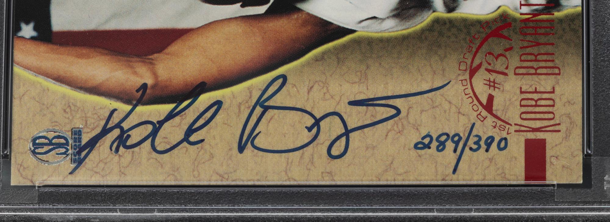 A 1996 Score Board Basketball Autographs Red Kobe Bryant Signed Rookie Basketball Card No. 15 (PSA Authentic),