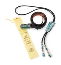 Award Winning Sterling Silver Bolo Tie and Belt Buckle Set, with Turquoise and Coral Mosaic Inlay