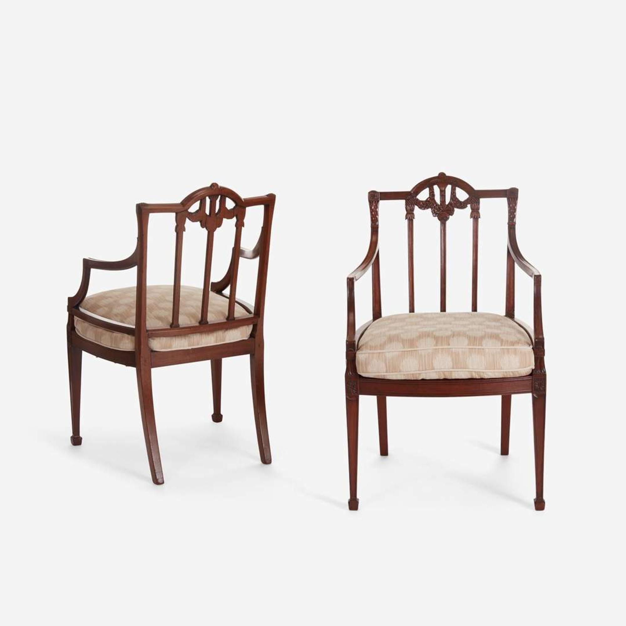 A Set of Four George III Carved Mahogany Armchairs circa 1800