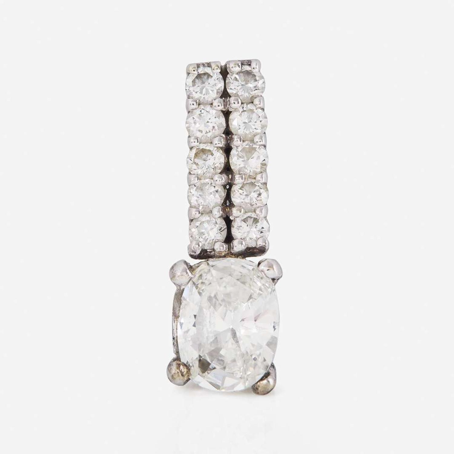 A 14K White Gold and Diamond Pendant 1.07 Carat Oval Cushion Brilliant-Cut Diamond, GIA Certified