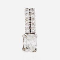 A 14K White Gold and Diamond Pendant 1.07 Carat Oval Cushion Brilliant-Cut Diamond, GIA Certified