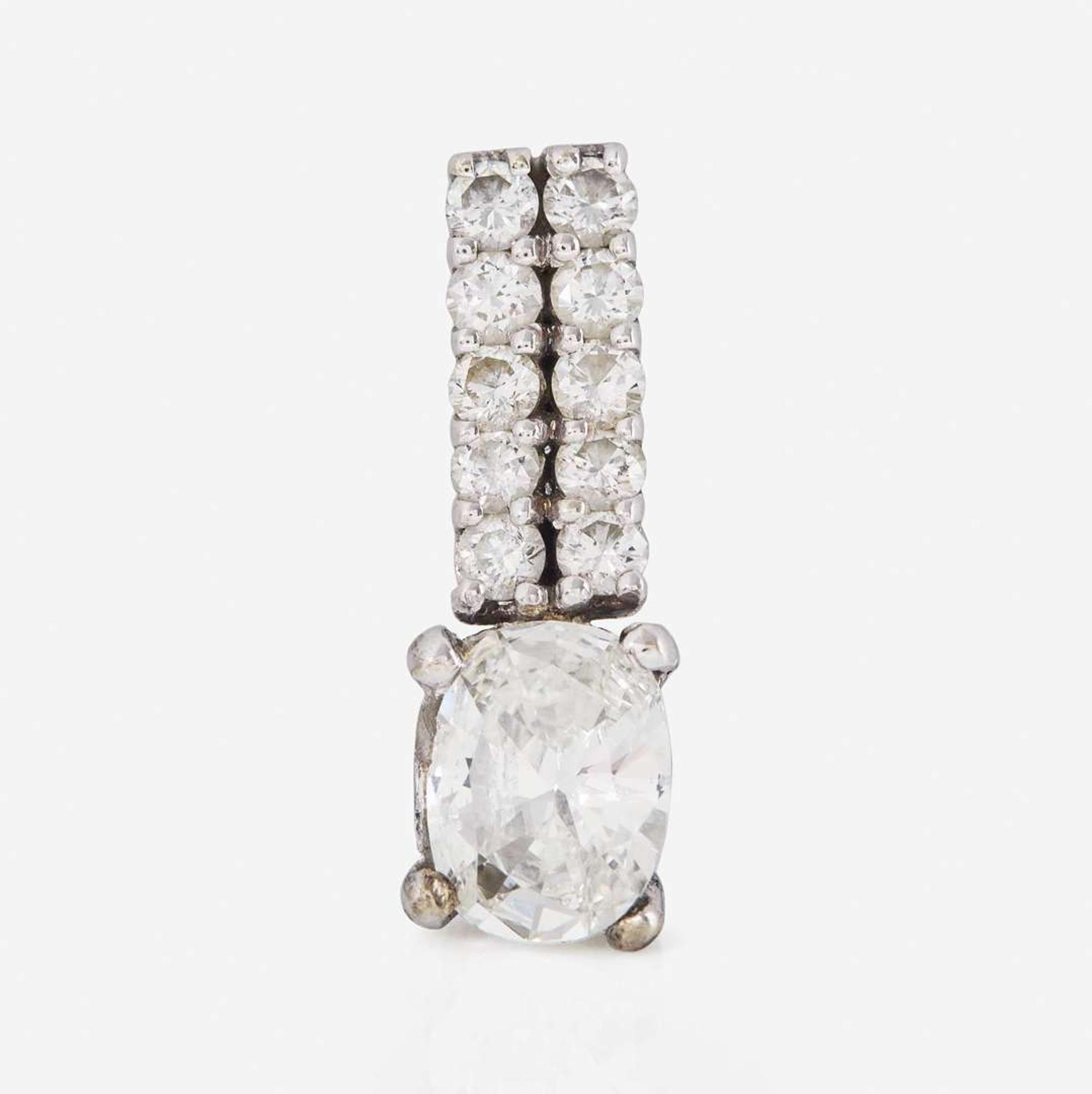 A 14K White Gold and Diamond Pendant 1.07 Carat Oval Cushion Brilliant-Cut Diamond, GIA Certified
