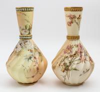 A Pair of Royal Worcester Porcelain Vases Height 10 3/4 inches. — 1890