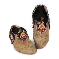 Haudenosaunee Quilled and Embroidered Hide Moccasins