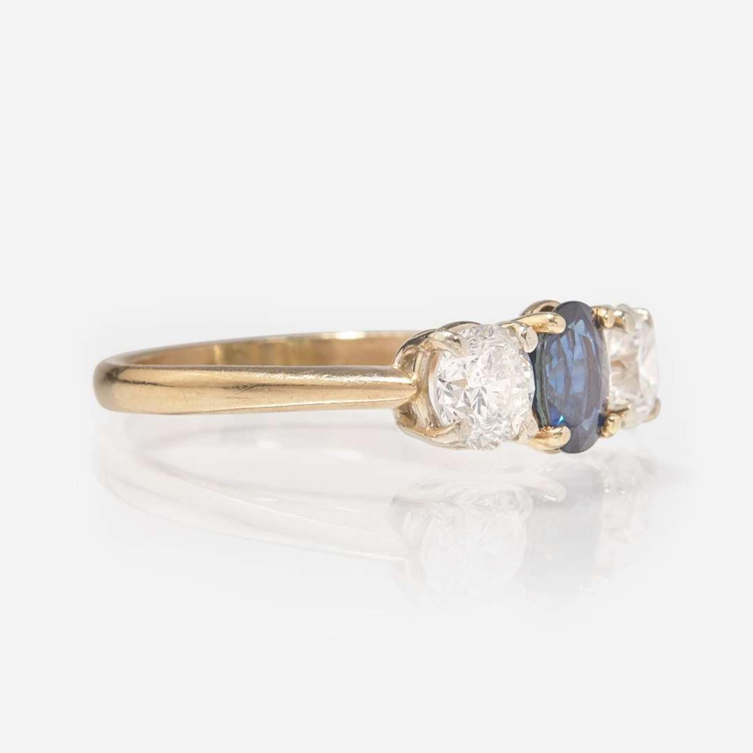 Three-Stone Sapphire and Diamond Ring