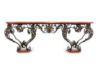 A Spanish Rococo Style Wrought Iron and Tole Console Table