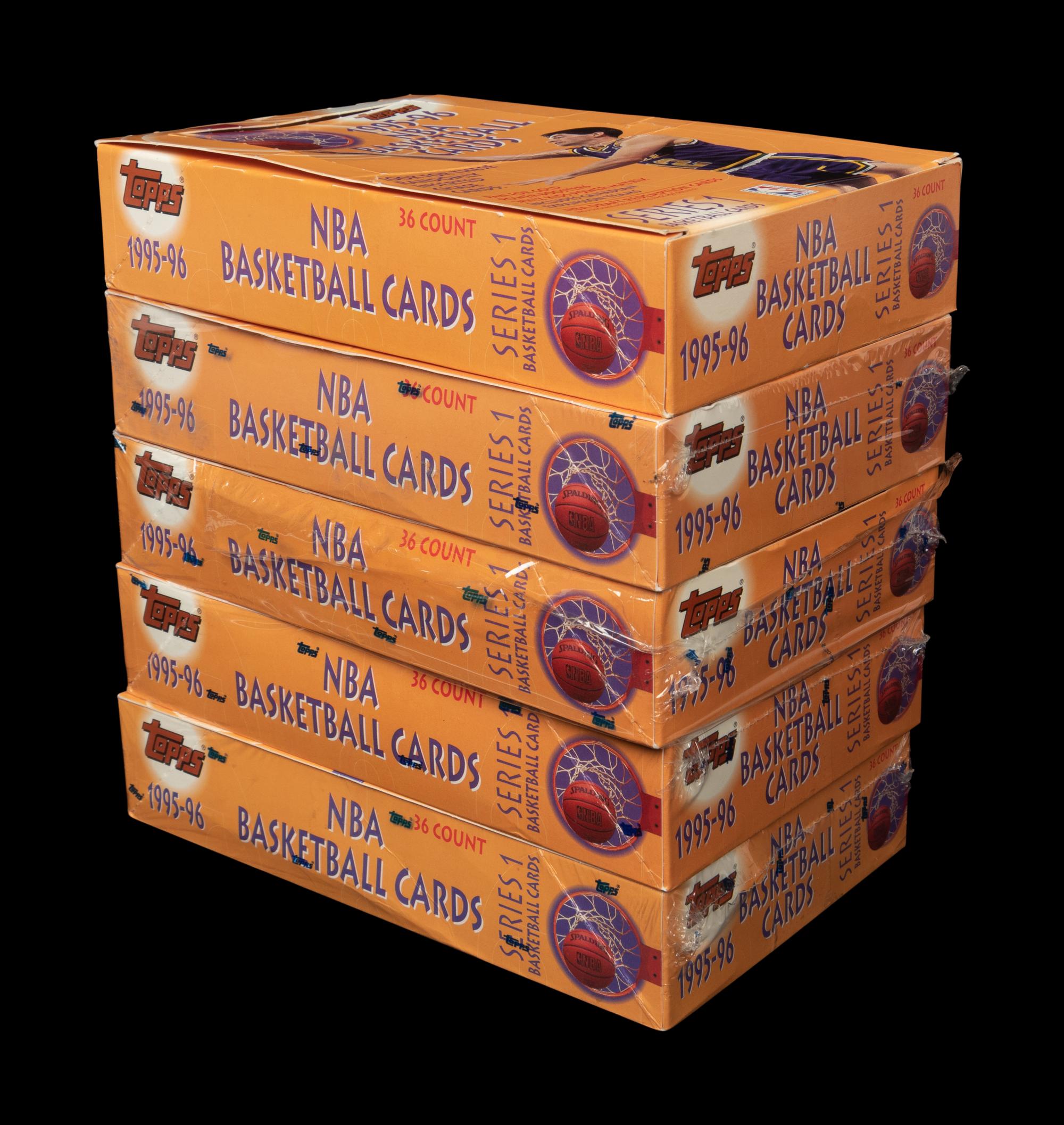 A Group of Five 1995-96 Topps Series One Basketball Card Boxes